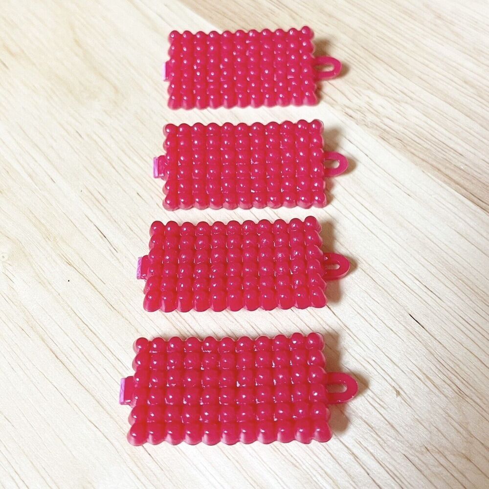 Vintage Lot Of 4 Red Plastic Textured Snap Tight Barrettes 80s Girls Goody
